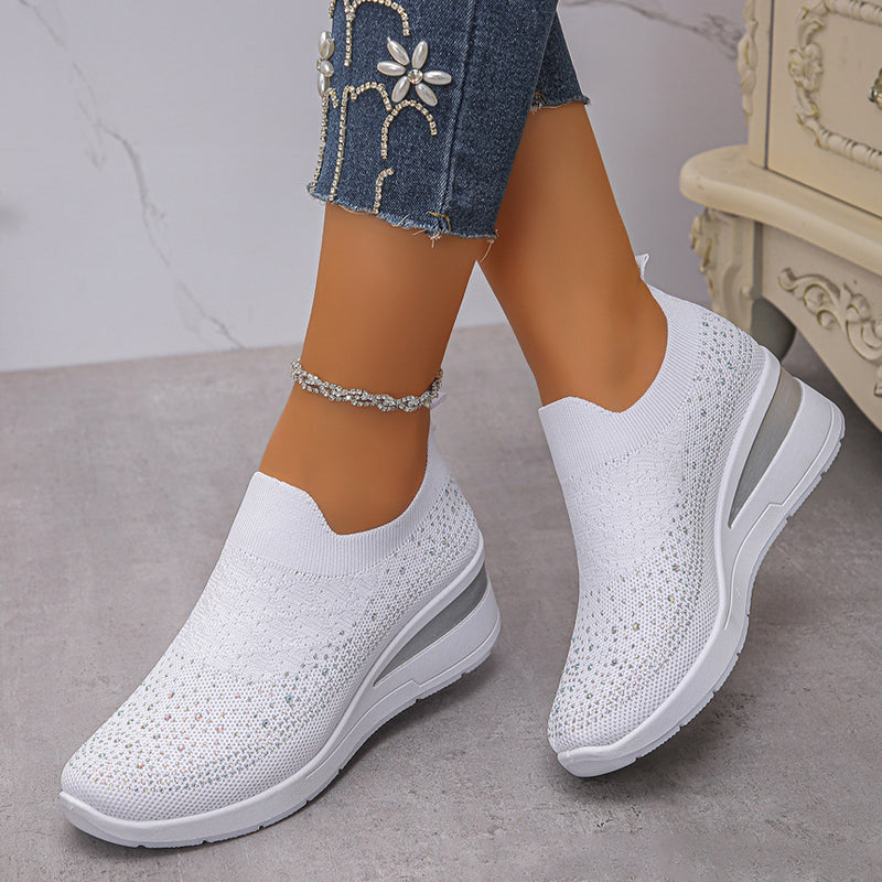 Wedge Sneakers med Krystaller | Luksus & Ortopædisk Komfort
