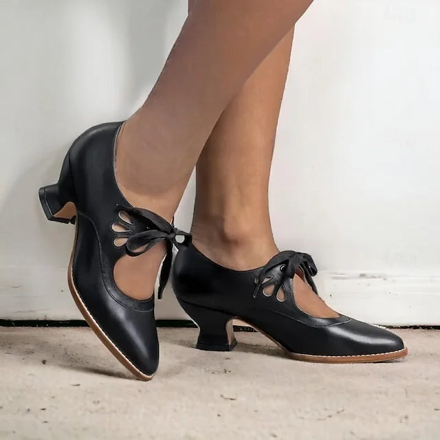 Vintage Læderhæle med Snøre | Stil & Optimal Komfort