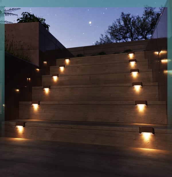Solar Deck Lights – Vandtætte Solcellelamper til Udendørs Brug (4 stk.)