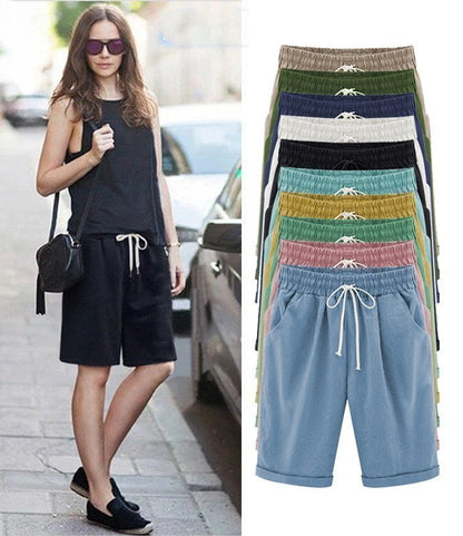 Elastiske Sommer Shorts i Bomuld & Hør