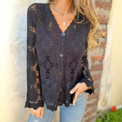 Elegant blonde-top med V-hals