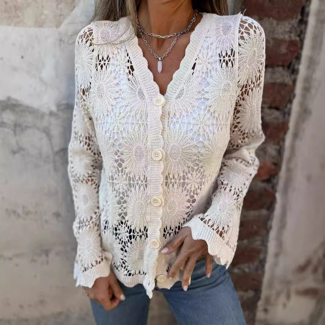 Elegant blonde-top med V-hals