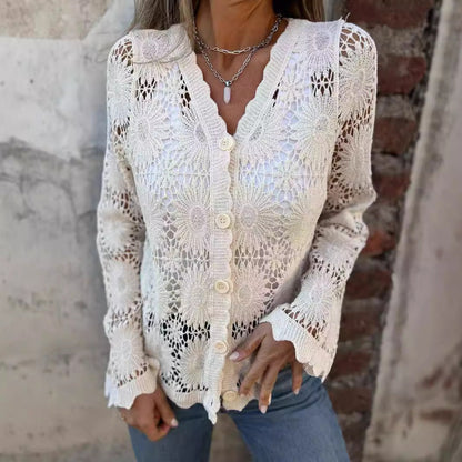 Elegant blonde-top med V-hals