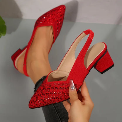 Elegante Sandaler med Rhinesten og Hæl
