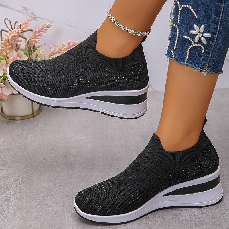 Wedge Sneakers med Krystaller | Luksus & Ortopædisk Komfort