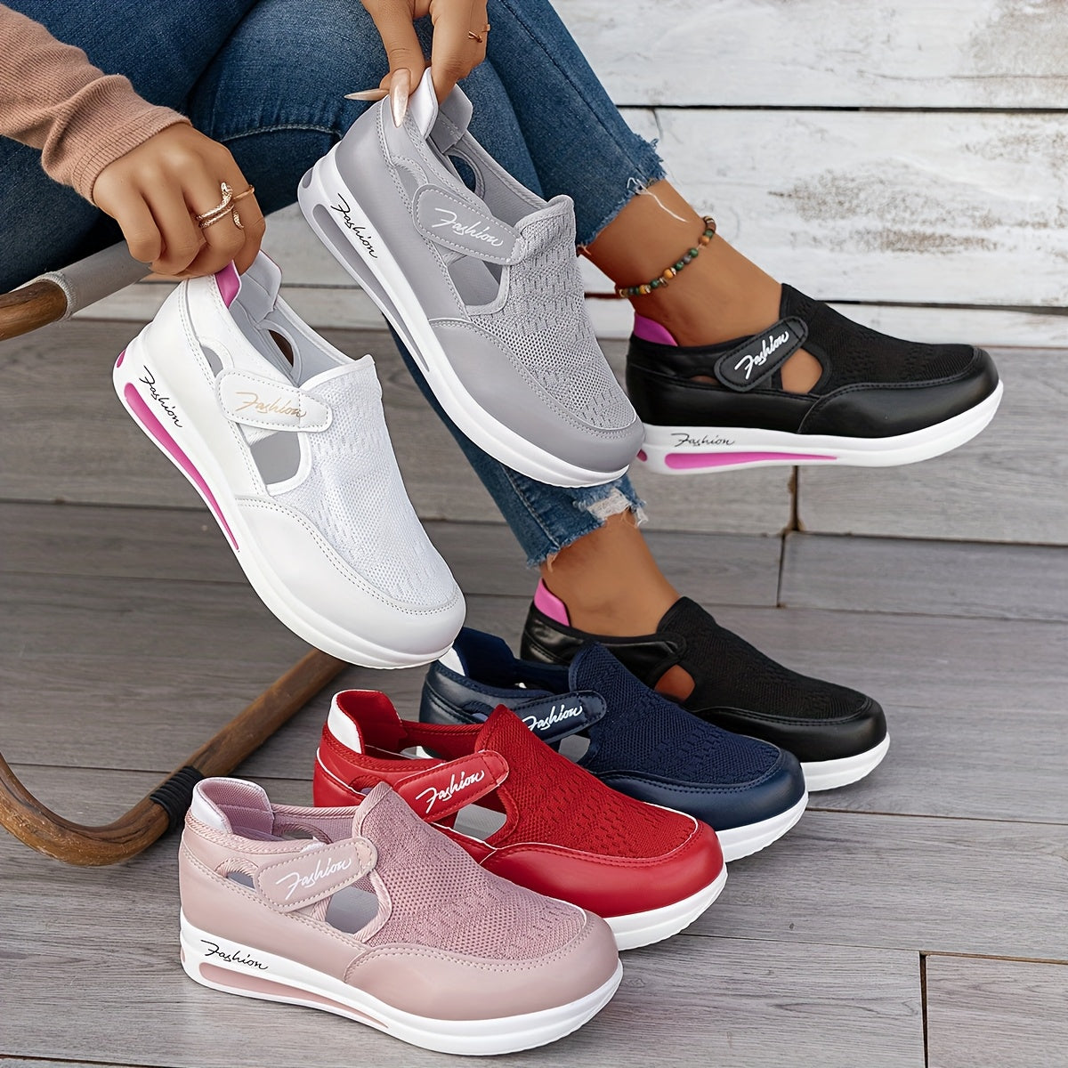 Åndbare Sneakers med Velcrolukning | Ortopædisk Komfort