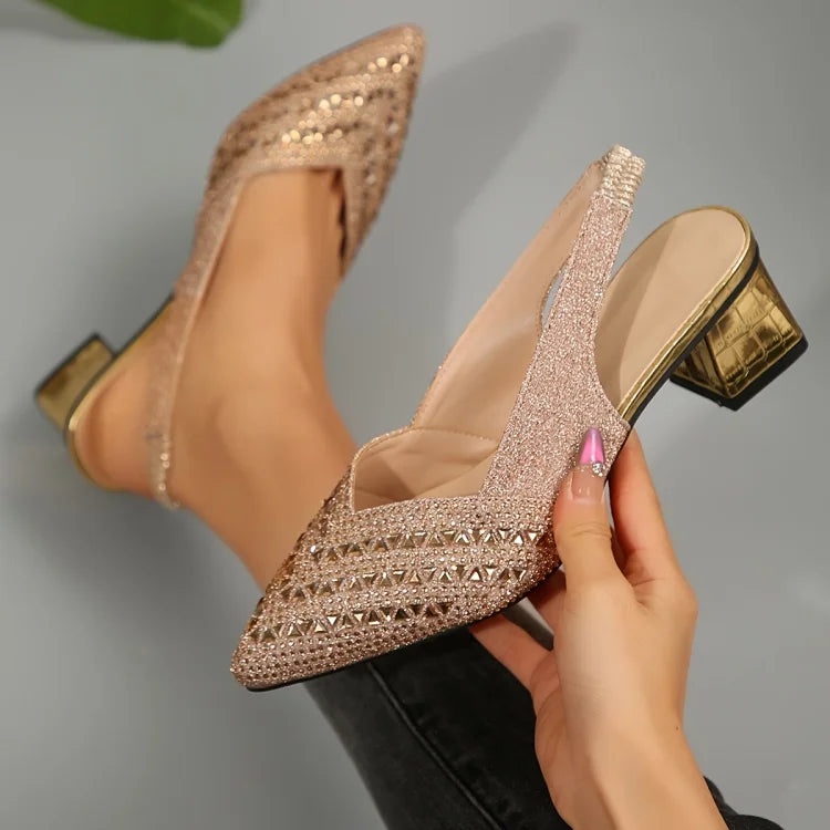 Elegante Sandaler med Rhinesten og Hæl
