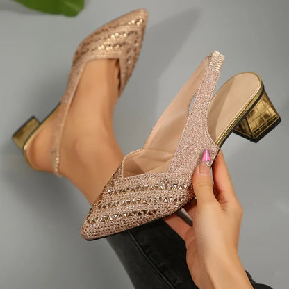 Elegante Sandaler med Rhinesten og Hæl