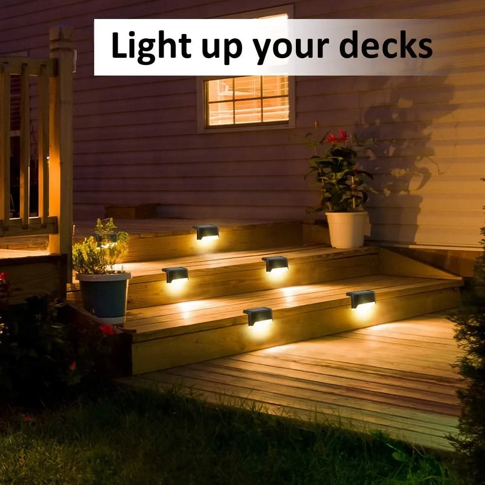 Solar Deck Lights – Vandtætte Solcellelamper til Udendørs Brug (4 stk.)