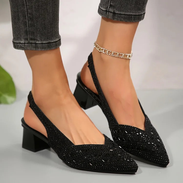Elegante Sandaler med Rhinesten og Hæl