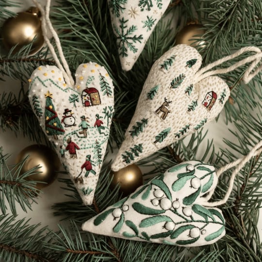 Hjerteformet Juleornament | DIY Broderikit