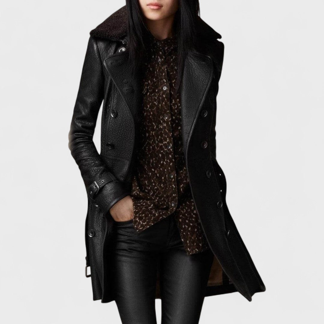 Marie™ – Elegant 3/4 Læderfrakke
