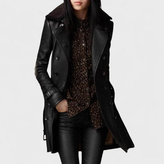 Marie™ – Elegant 3/4 Læderfrakke