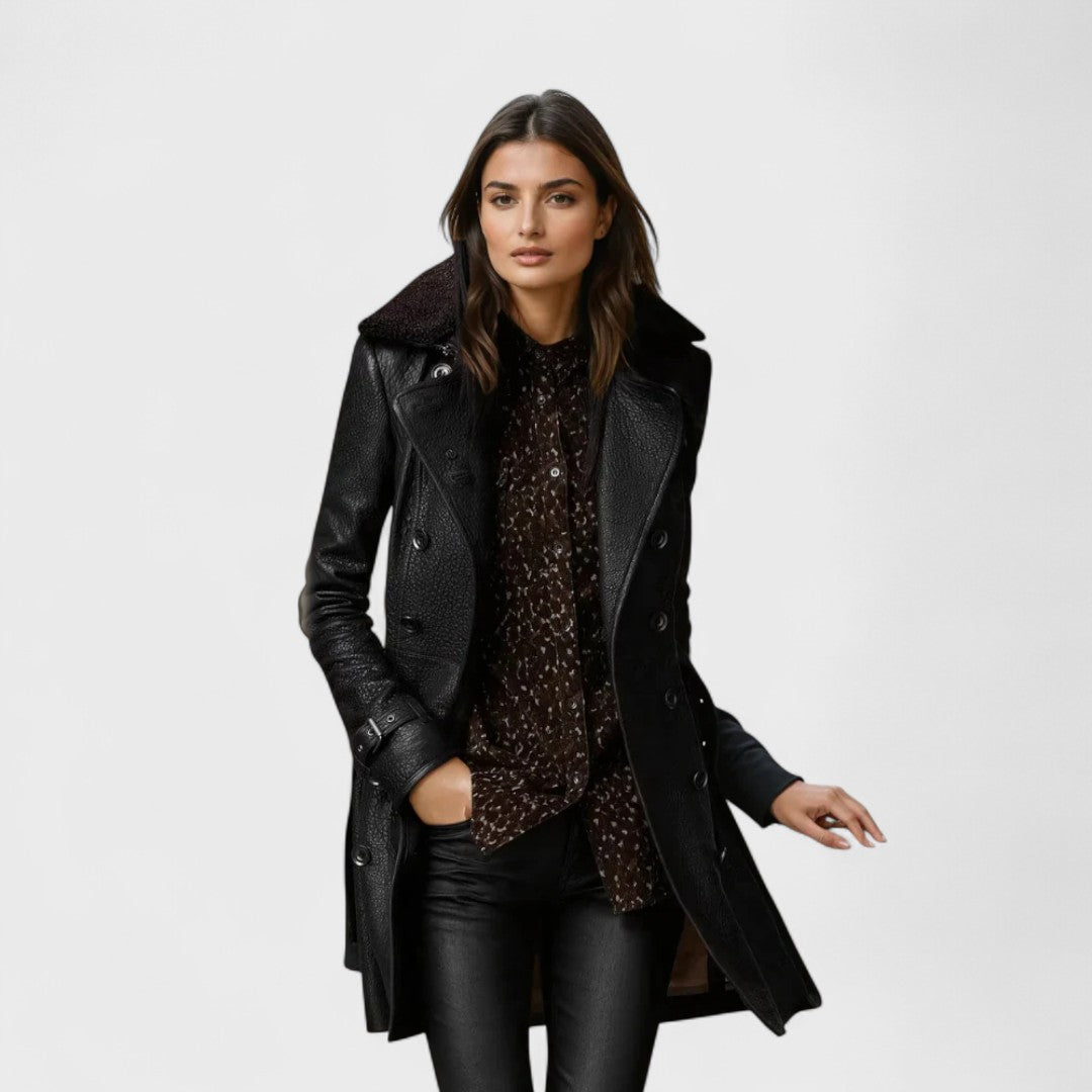 Marie™ – Elegant 3/4 Læderfrakke
