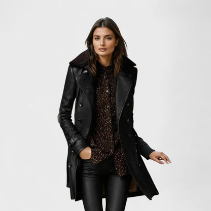 Marie™ – Elegant 3/4 Læderfrakke
