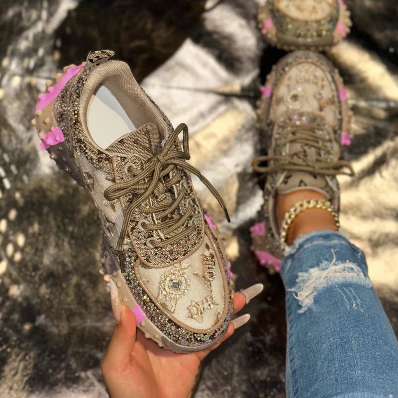 LuxeGlow Rhinestone Elite Sneakers