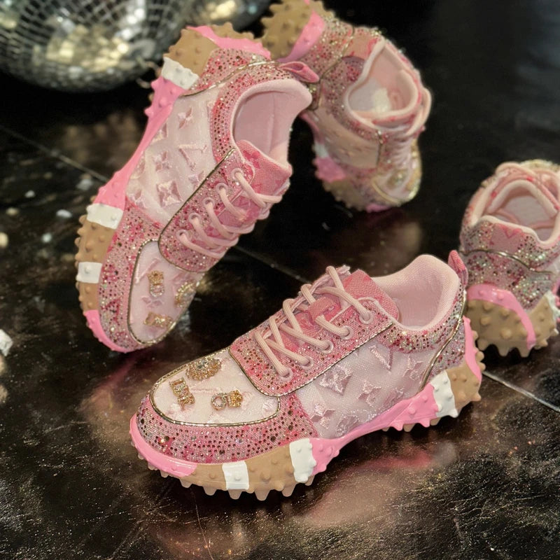 LuxeGlow Rhinestone Elite Sneakers