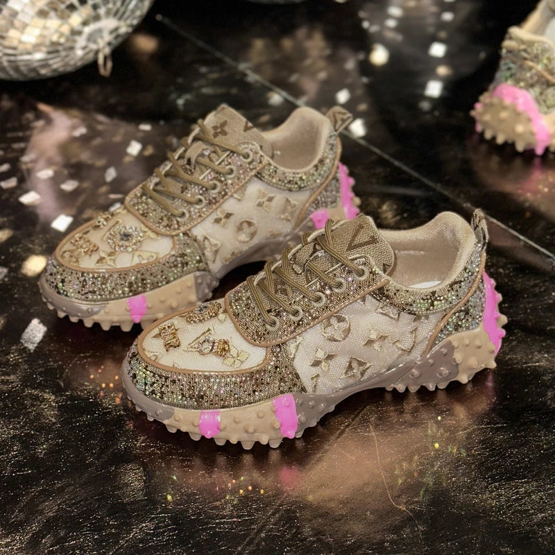 LuxeGlow Rhinestone Elite Sneakers