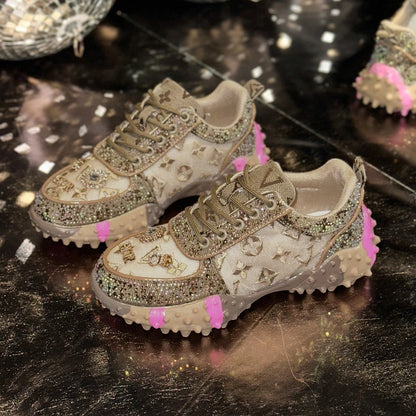 LuxeGlow Rhinestone Elite Sneakers