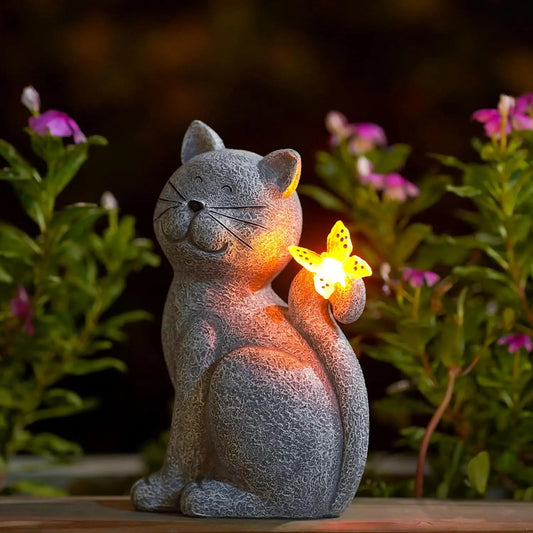 WhiskerGlow™ – Solcelle Kattefigur med Lys