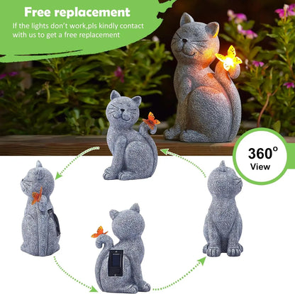 WhiskerGlow™ – Solcelle Kattefigur med Lys