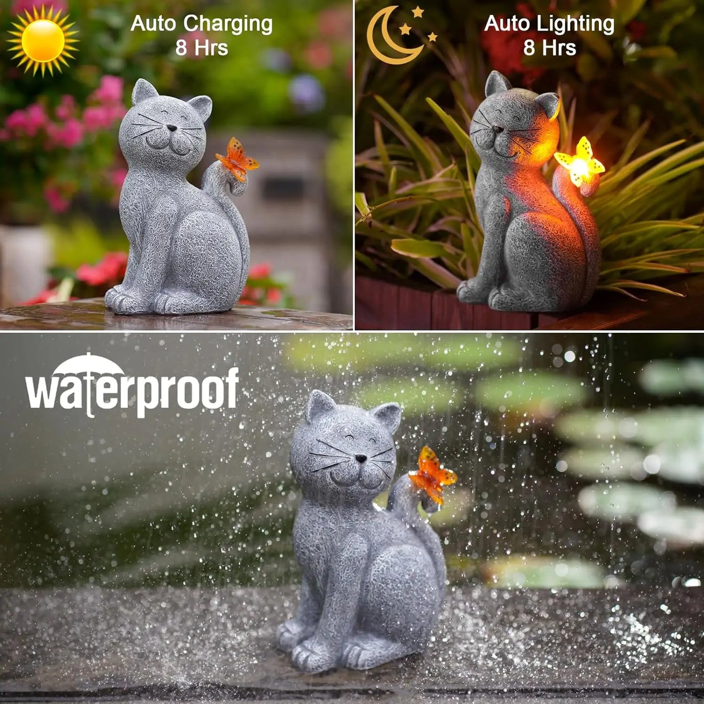 WhiskerGlow™ – Solcelle Kattefigur med Lys