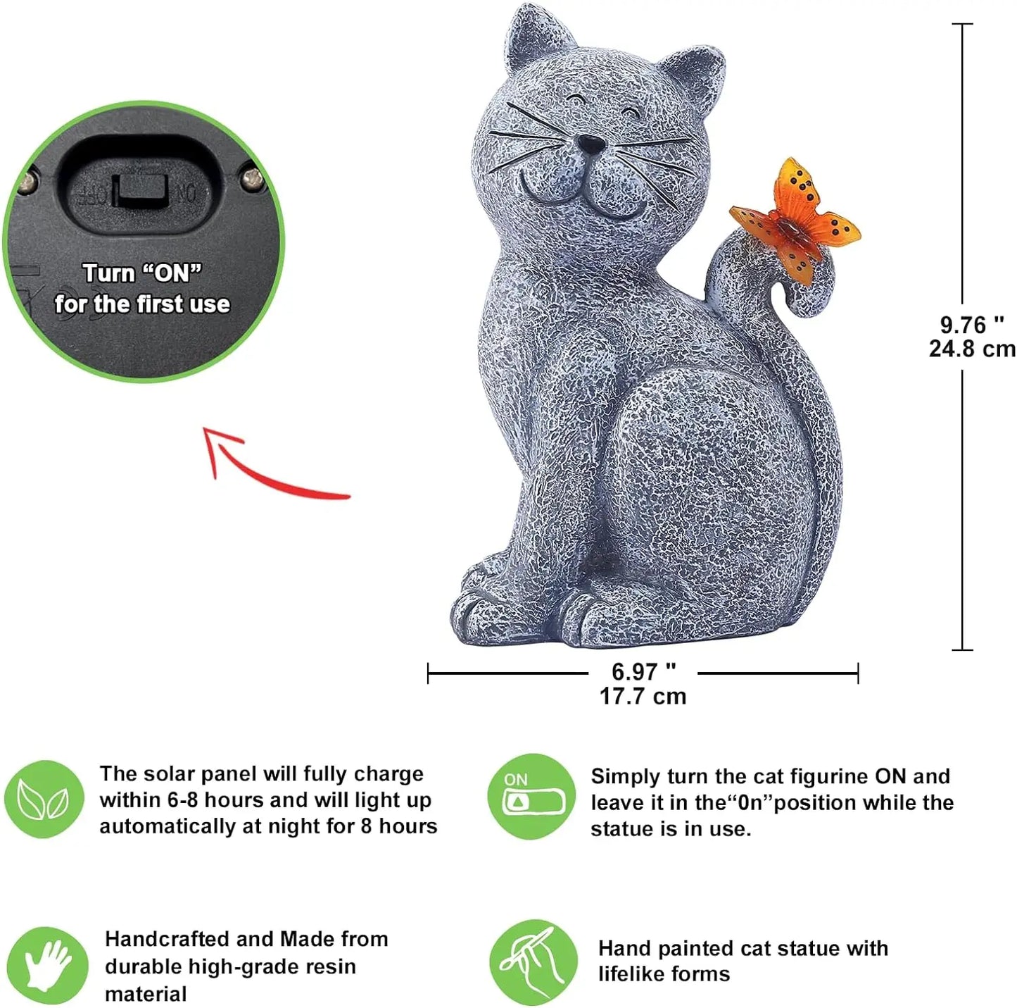 WhiskerGlow™ – Solcelle Kattefigur med Lys