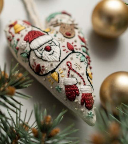 Hjerteformet Juleornament | DIY Broderikit