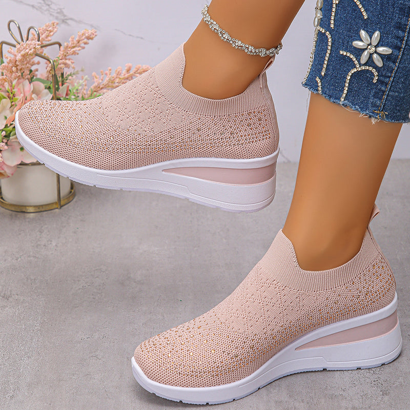 Wedge Sneakers med Krystaller | Luksus & Ortopædisk Komfort