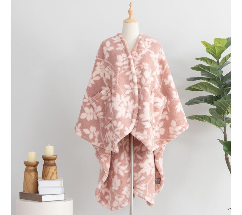 Berkshire Botanical Vine Wearable Sherpa Throw Blanket with Pockets
