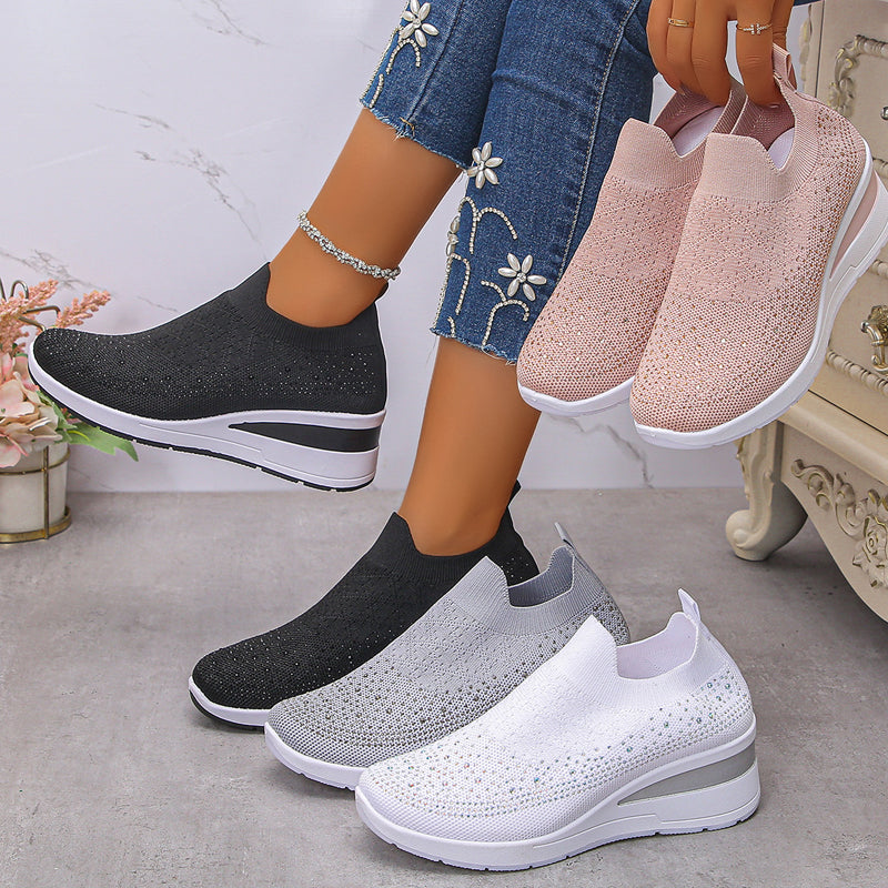 Wedge Sneakers med Krystaller | Luksus & Ortopædisk Komfort