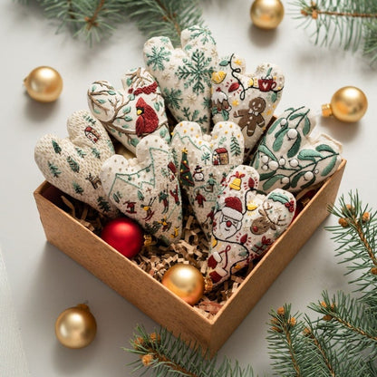 Hjerteformet Juleornament | DIY Broderikit