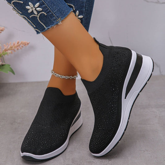 Wedge Sneakers med Krystaller | Luksus & Ortopædisk Komfort