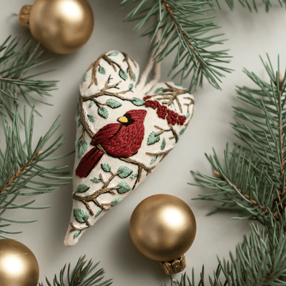 Hjerteformet Juleornament | DIY Broderikit