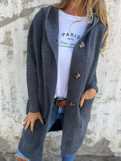 Claudine™ – Dame Hætte Strikcardigan