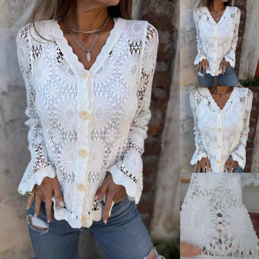 Elegant blonde-top med V-hals