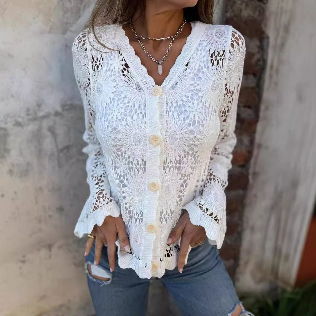 Elegant blonde-top med V-hals