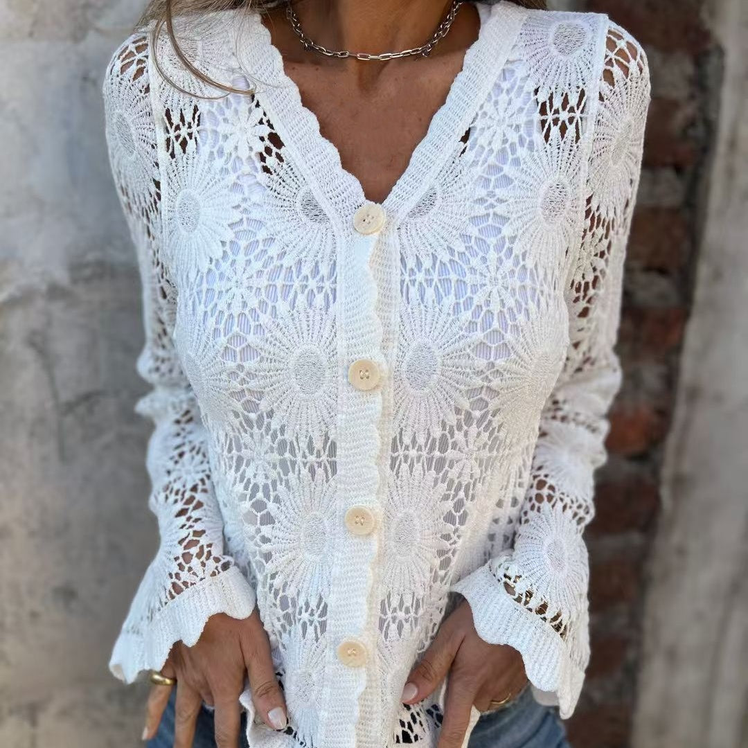 Elegant blonde-top med V-hals