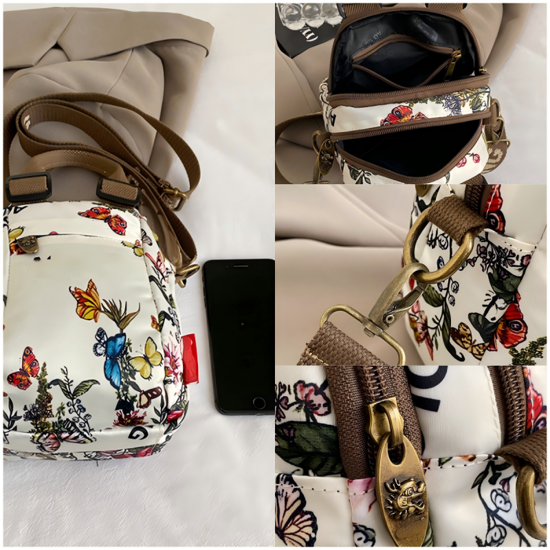Dame Skuldertaske med Print & Flere Rum