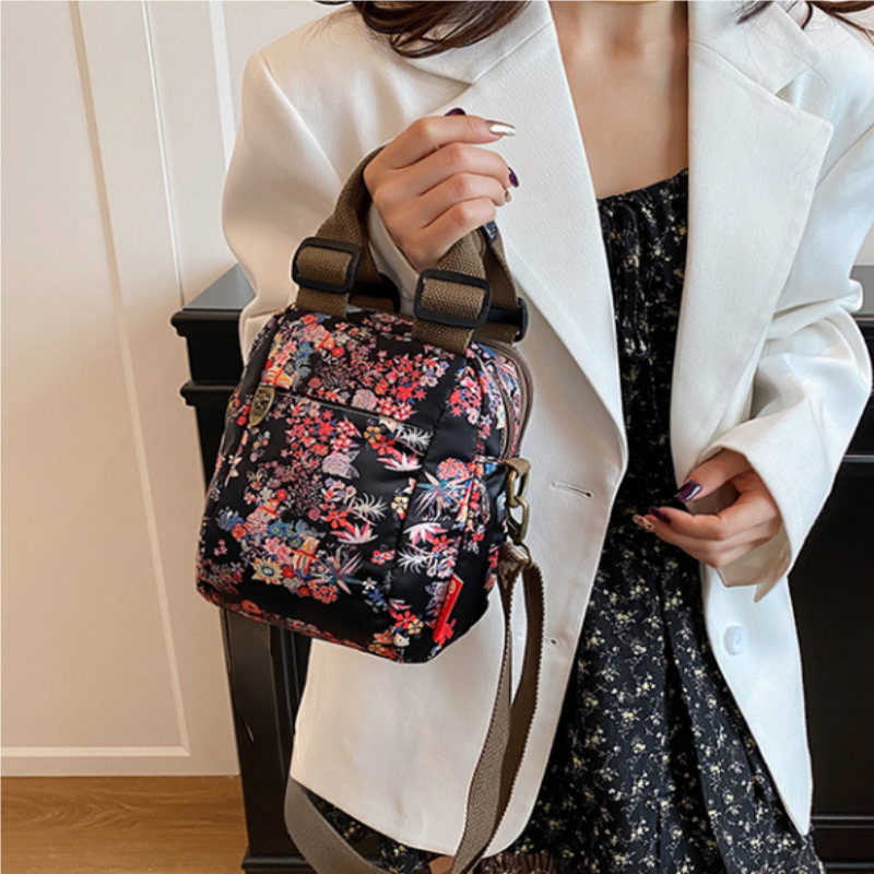 Dame Skuldertaske med Print & Flere Rum