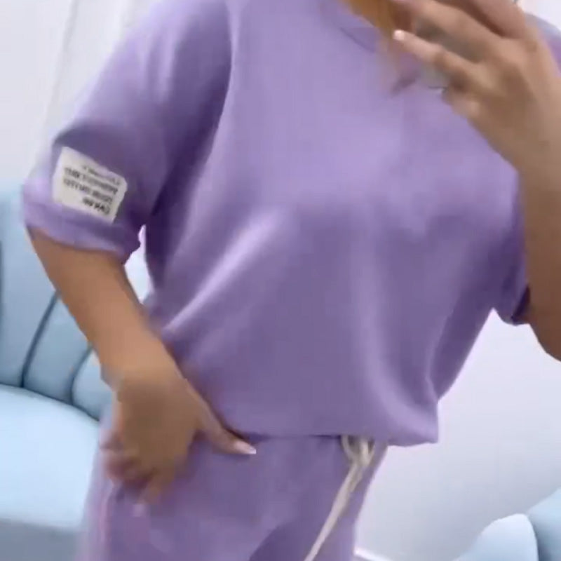 Dame Sæt – Casual Top & Bukser i Ensfarvet Design
