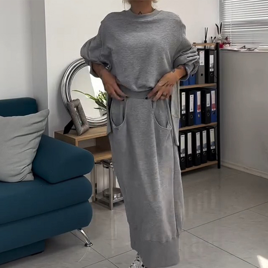 Sweatshirt og nederdel