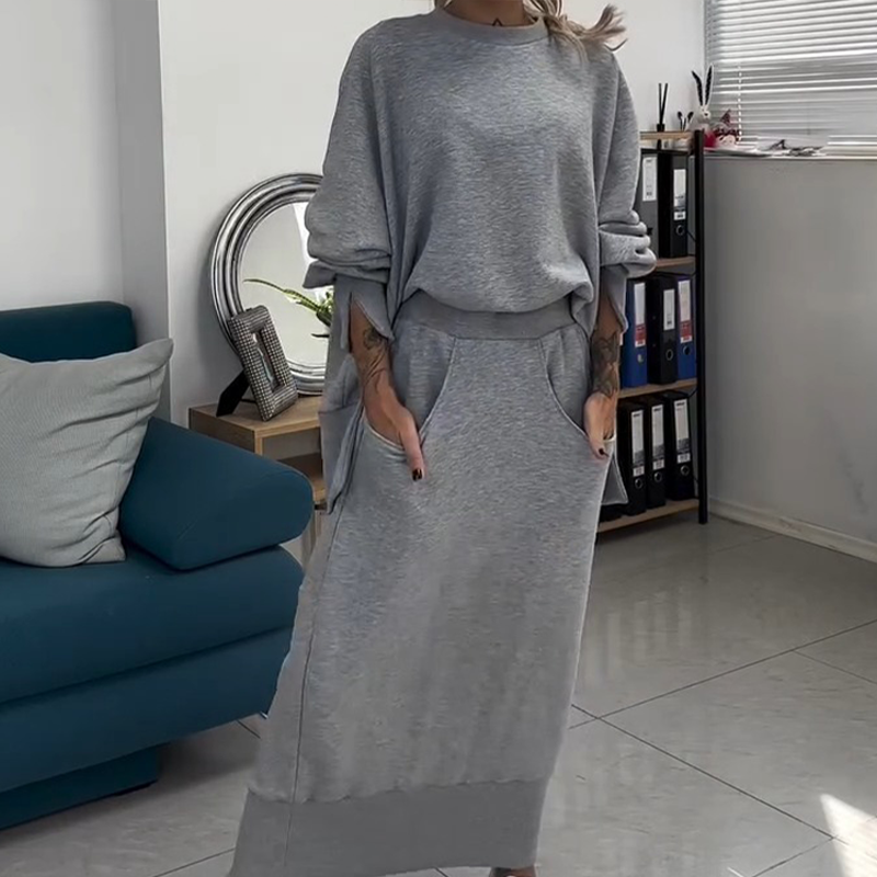 Sweatshirt og nederdel