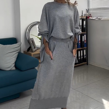 Sweatshirt og nederdel