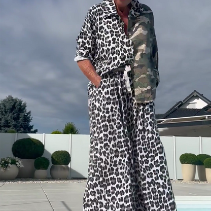 Leopard & Camouflage 2-delt Sæt – Skjorte & Bukser