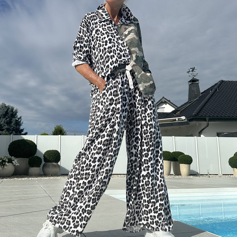 Leopard & Camouflage 2-delt Sæt – Skjorte & Bukser