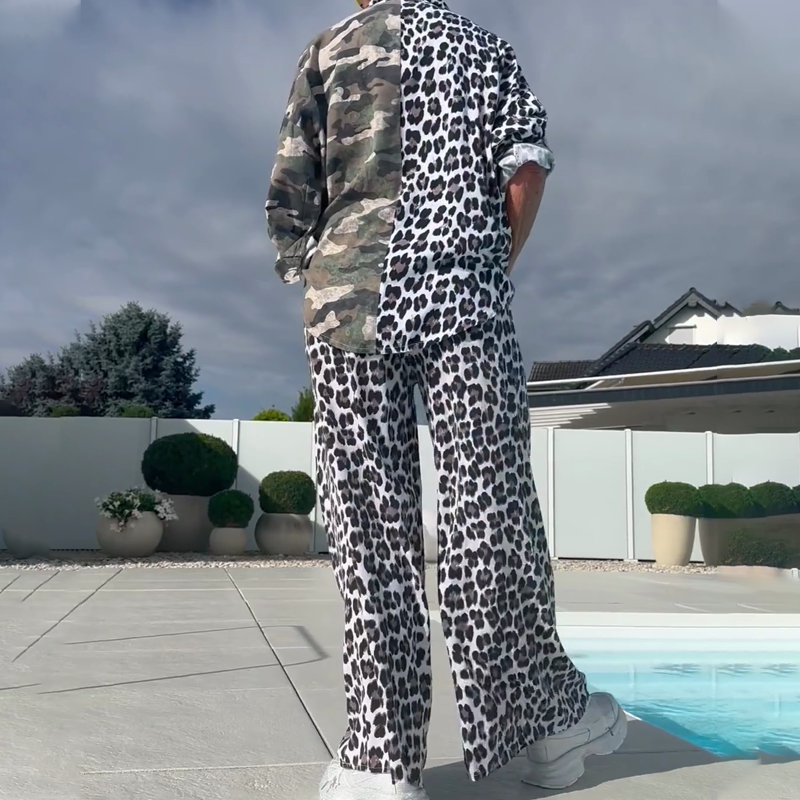 Leopard & Camouflage 2-delt Sæt – Skjorte & Bukser