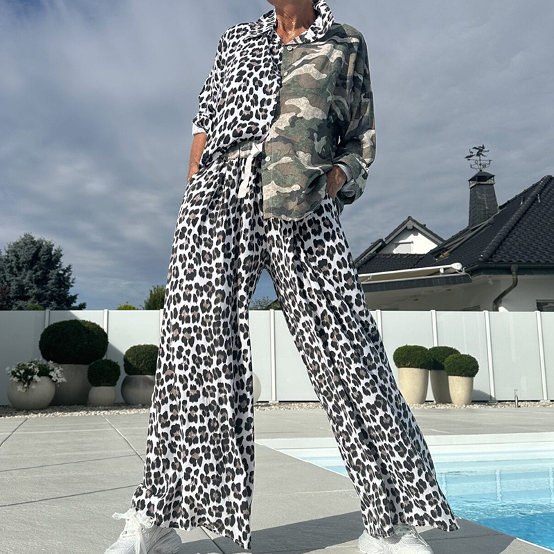 Leopard & Camouflage 2-delt Sæt – Skjorte & Bukser