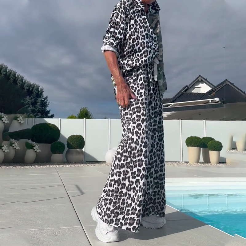 Leopard & Camouflage 2-delt Sæt – Skjorte & Bukser