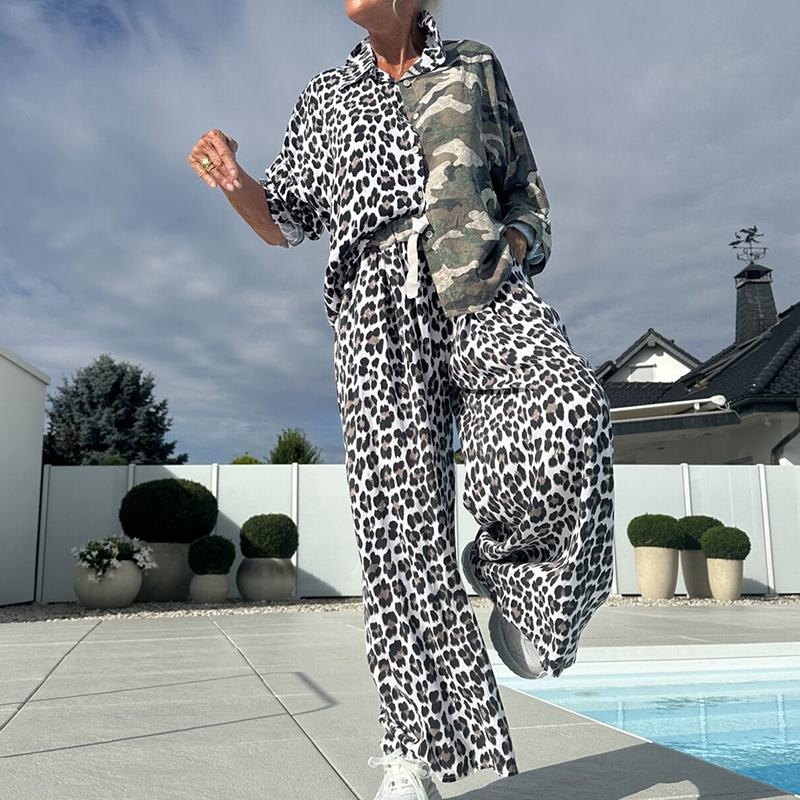 Leopard & Camouflage 2-delt Sæt – Skjorte & Bukser